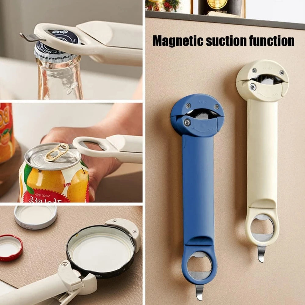 Stainless Steel Adjustable Lid Multifunctional Retractable Can, Wine And Beer Bottle Opener.