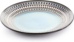 Blue Sage 16 Piece Double Bowl Stoneware Dinnerware Set in Blue, Dishwasher Safe.