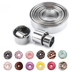 11pcs/Set Stainless Steel Round Cake Mold, Baking Mousse Ring Cutter DIY Pizza Cooking Cookie Dough Cutter.