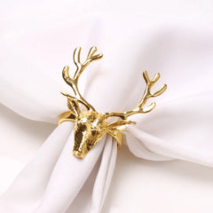 4Pcs Deer Napkin Rings. Christmas Elk Head Napkin Rings, Holders. Alloy Reindeer Napkin Buckle. Xmas, Thanksgiving Dining Table Decor.