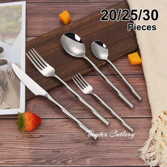 10/15/20/25/30pcs Silver Dinner Set Stainless. Steel Utensils.