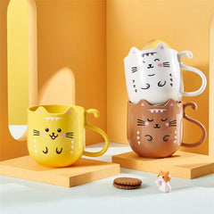 301ml - 10.14oz Cute Cartoon Plastic Kitty Kids Mug.