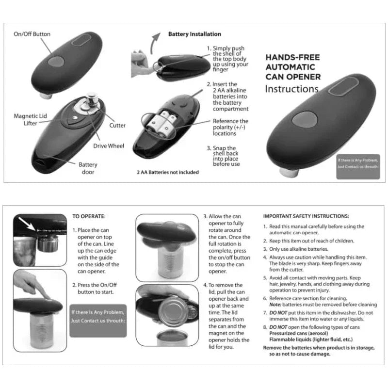 One Touch Automatic Electric Can Opener, Jar Opener And Bottle Opener Kit.