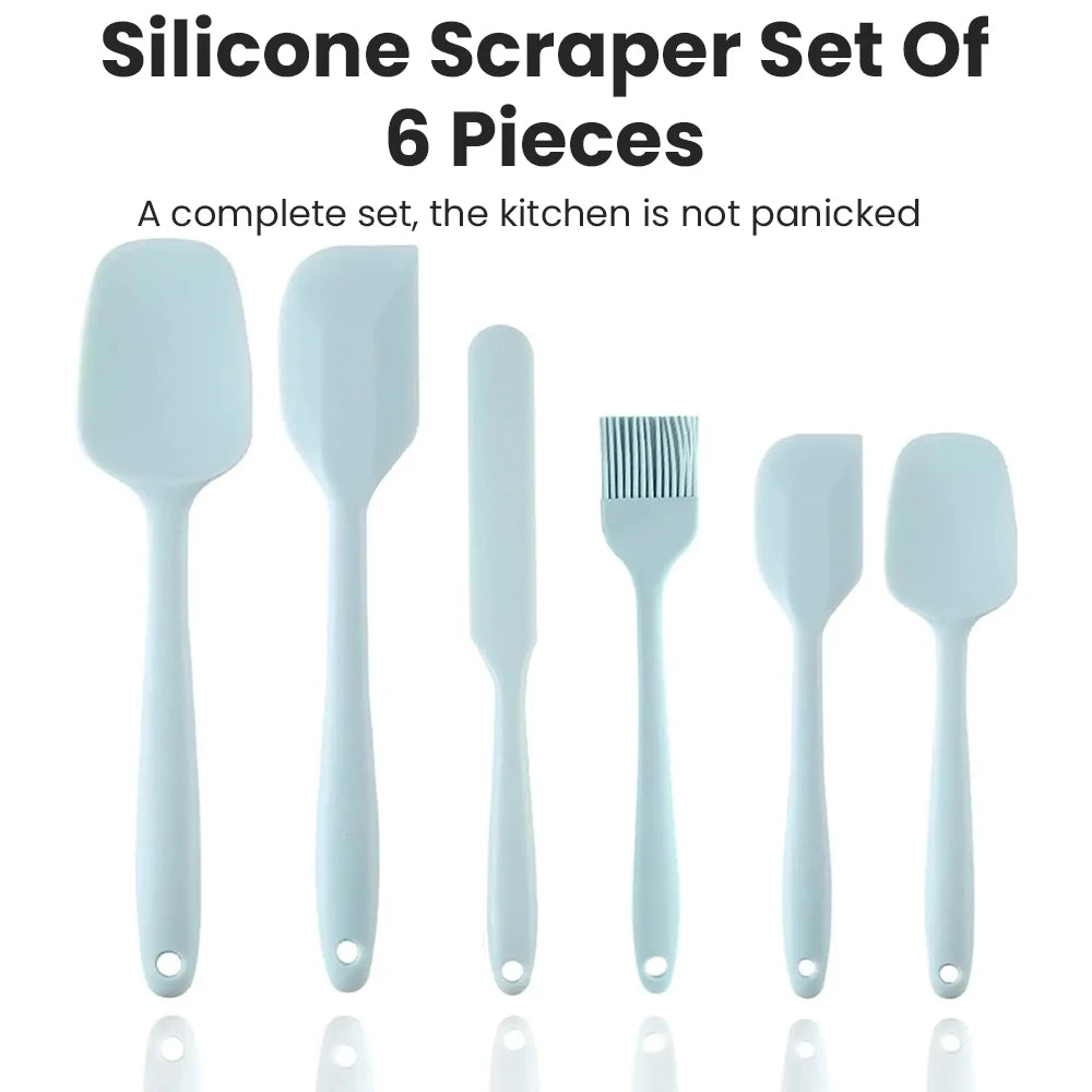 Integrated Silicone Spatula 6-piece Heat Resistant Baking Spatula, Silicone Grease Brush, Cake Cream Spatula.