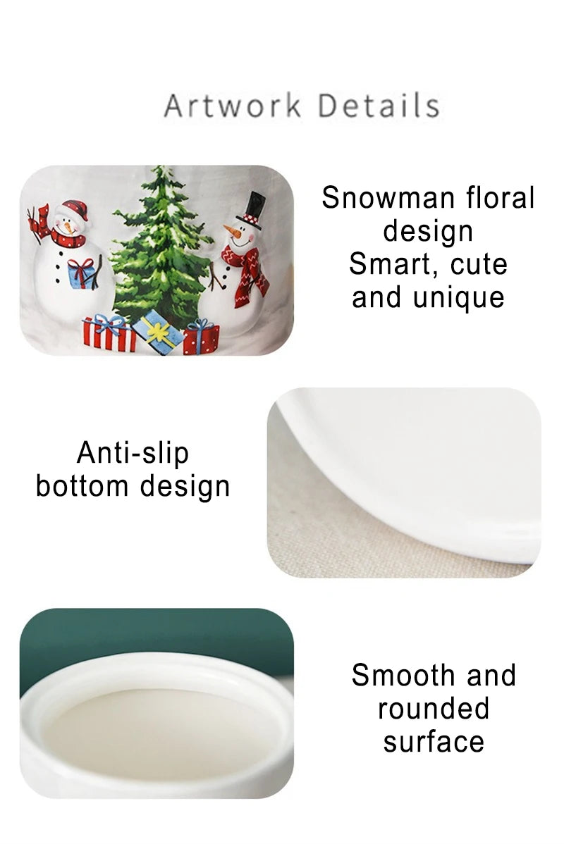 600/1150ml Sealed Ceramic Jar Nordic Christmas Snowman Storage Jar Grain Nut Snacks Candy Coffee Bean Storage Jar Christmas Gift