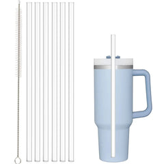 Replacement Straw Compatible with Stanley 20 oz 30 oz 40 oz Cup Tumbler, 6 Pack Reusable Straws with Cleaning Brush