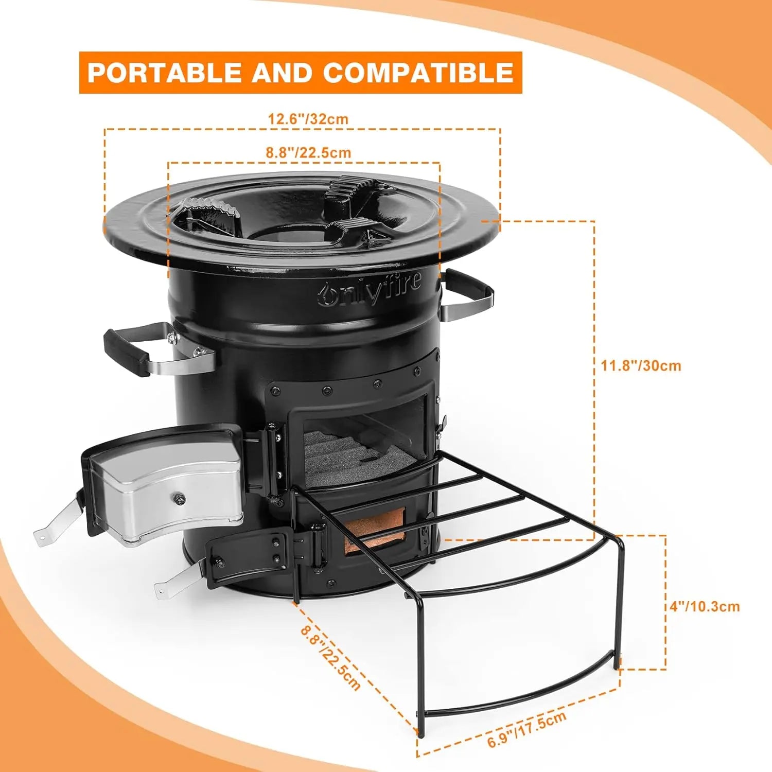 Outdoor Portable Wood Burning Rocket Stove For Camping with A High Fuel Efficiency, Real Campfire.