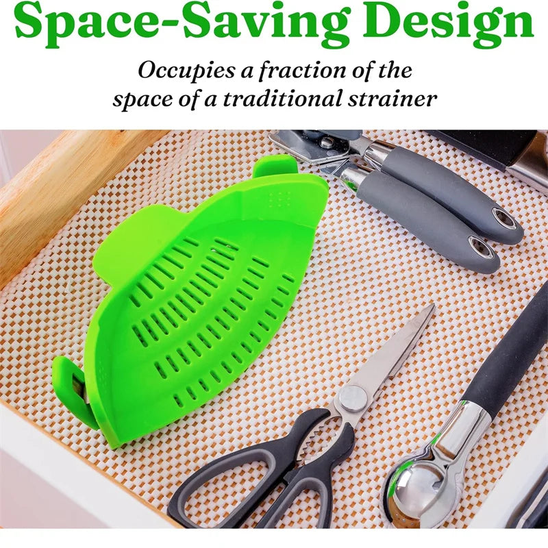 Clip-On Colander / Strainer For Pasta And Beef Grease.