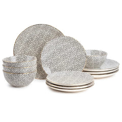 Thyme & Table Dot 12 Piece Dinnerware Set of 4.