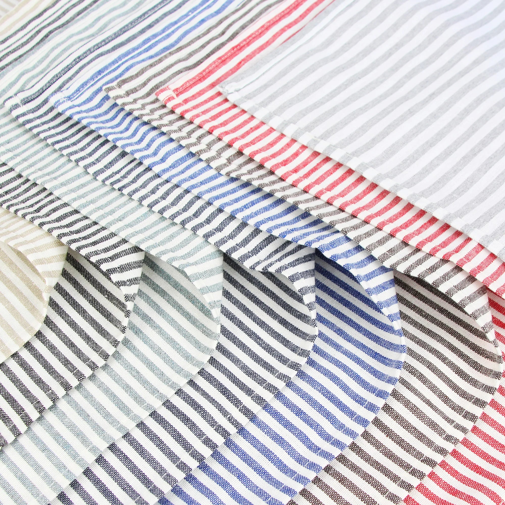 Plain Striped Linen Cotton Blended Dinner Cloth Napkins Placemats Tea Towels Set of 12 (40 x 30 cm 15.75in x 11.81in) for Events & Home Use