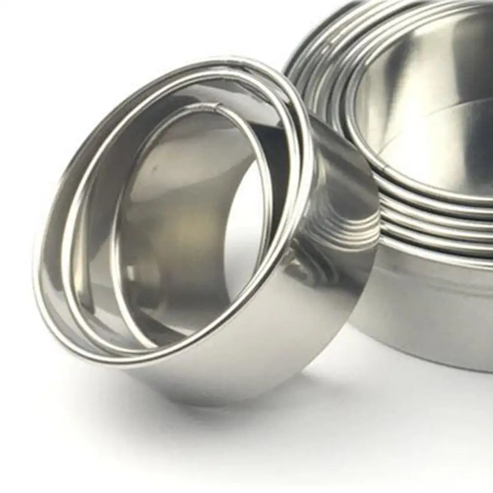 11pcs/Set Stainless Steel Round Cake Mold, Baking Mousse Ring Cutter DIY Pizza Cooking Cookie Dough Cutter.