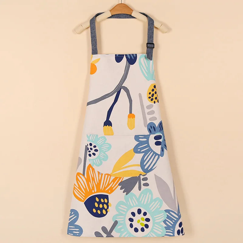 1PC Aprons Fashion Cotton Fabric Waterproof Thickened Dirt Resistant Kitchen Apron.