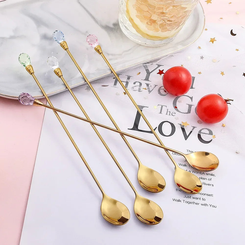 4pcs Exquisite Crystal Teaspoon for Ice Cream, Dessert, Coffee or Cocktail.