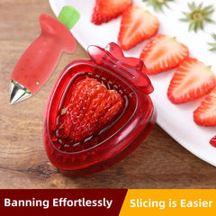 Strawberry Slicer Corer Strawberries Huller Leaf Stem Remover Fruits Cleaning and Cutter.