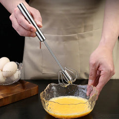 Kitchen Stainless Steel Whisk Hand Pressure Semi-automatic Egg Beater Self Turning Cream Mixer.