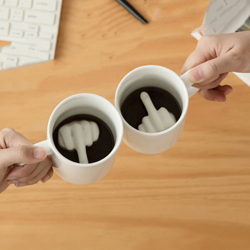 300ML / 10.14oz Funny Middle Finger Coffee Mug.