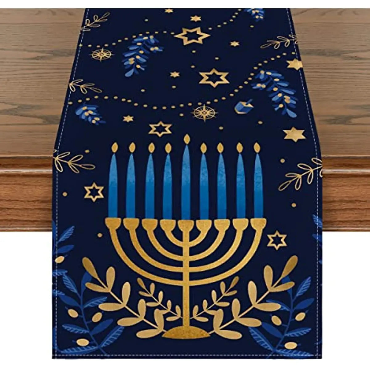 Passover Easter Table Runner Jewish Menorah Hanukkah Holiday.