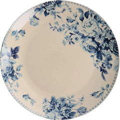 Traditional Dessert Rose 16 Piece Dinnerware Set, Desert with Blue Rose Accents