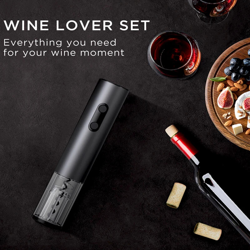 Electric Wine Opener Set Automatic Corkscrew With Foil Cutter One-click Button Battery Operated Bottle Opener.