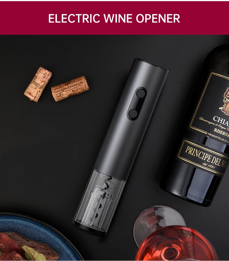 Electric Wine Opener Set Automatic Corkscrew With Foil Cutter One-click Button Battery Operated Bottle Opener.