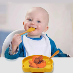 Food-grade Silicone Baby Products Baby Eating Spoon and Fork Set. Training Tableware.