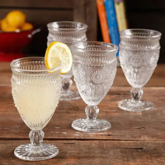 12-Ounce Footed Glass Goblets, Set of 4, Clear.