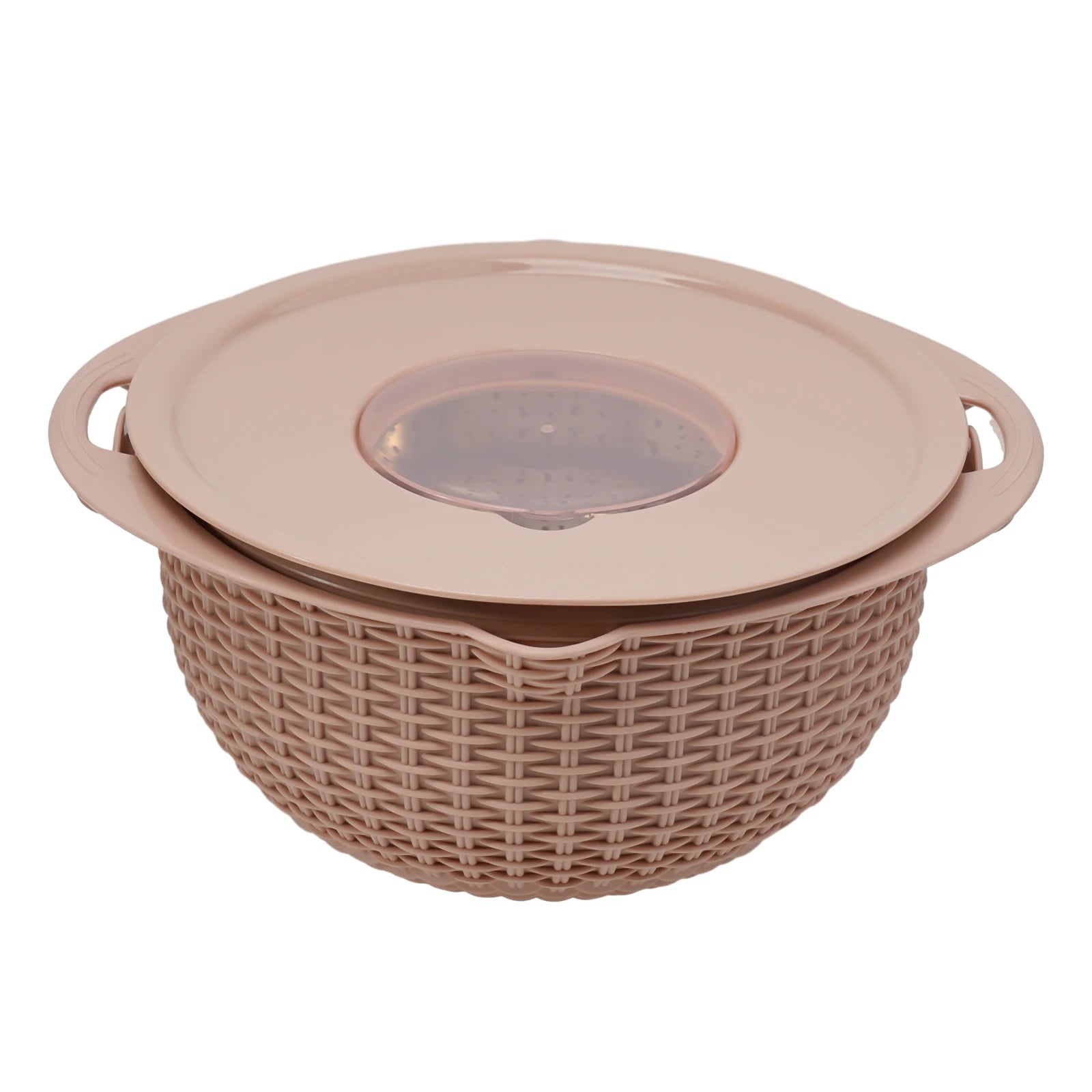 4 IN 1 Stainless Steel Colander With Mixing Bowl Set Multifunctional Double Layer Rotatable Salad Spinner.