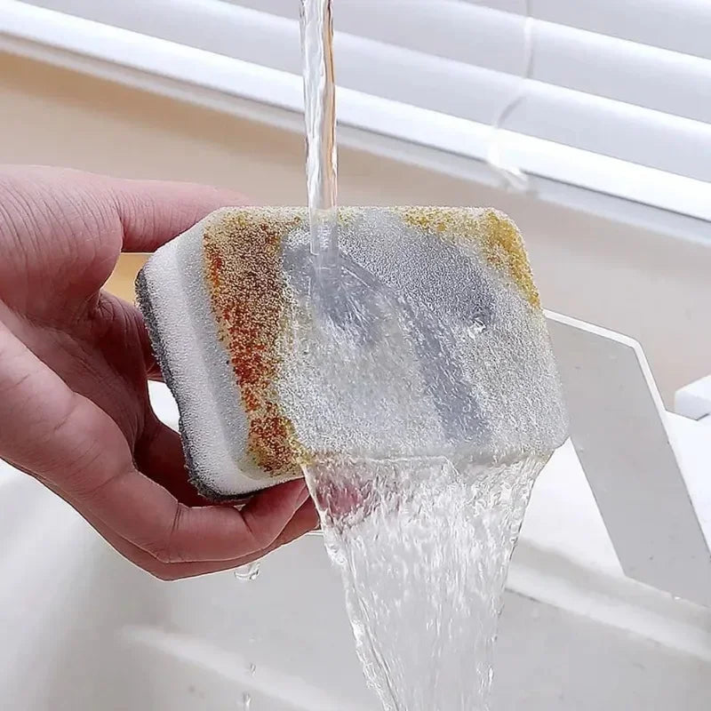 Three Layers Cleaning Sponges, Reusable Pan Pot Dishwashing Scouring Pads Household Kitchen Sponge.