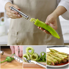 Stainless Steel Pepper Corer, Knife, Cucumber, Chili, Vegetable, Fruit Fast Seed Remover .