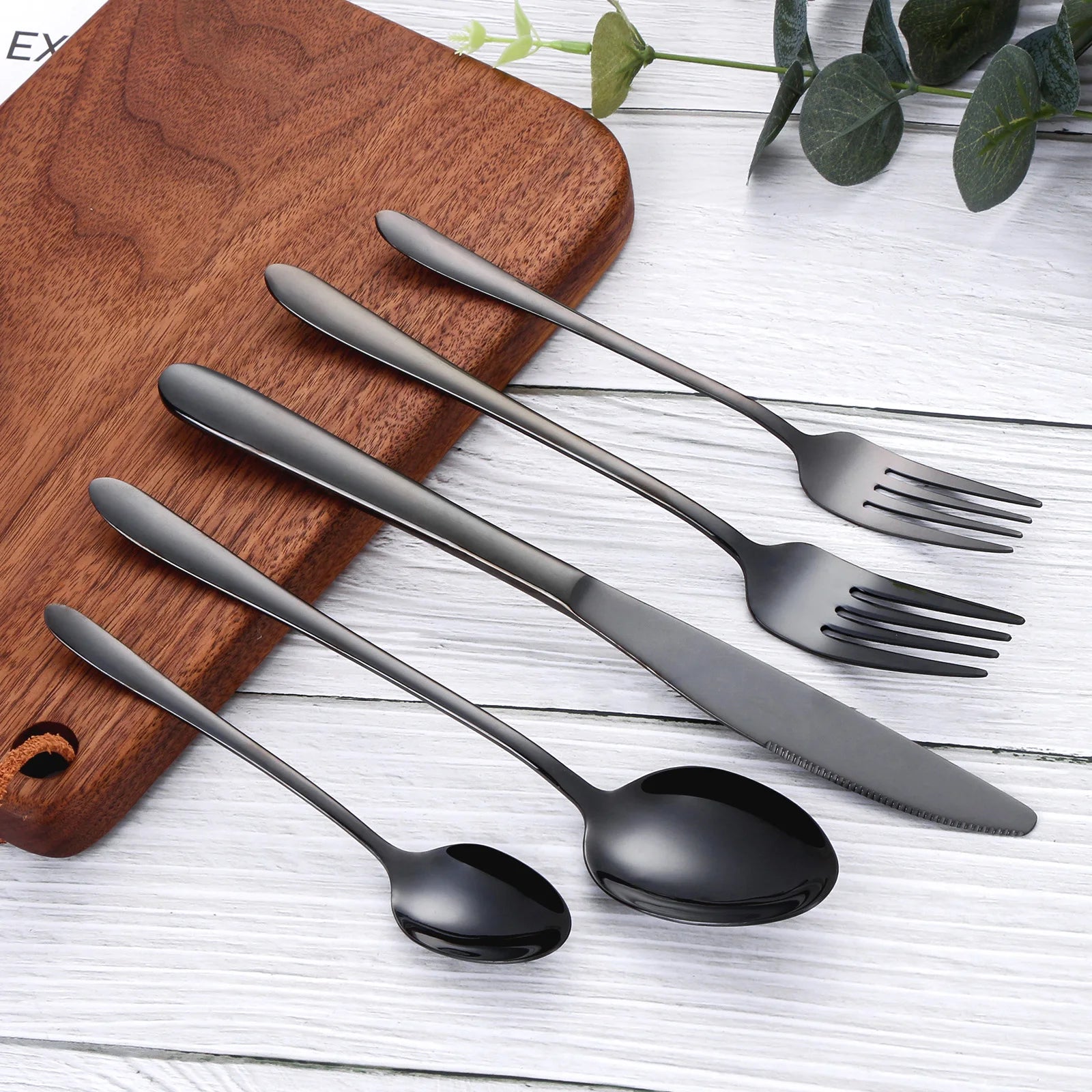 20/25/30/35/40 Pieces Western Tableware Stainless Steel Black Cutlery Set