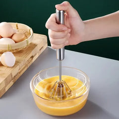 Kitchen Stainless Steel Whisk Hand Pressure Semi-automatic Egg Beater Self Turning Cream Mixer.