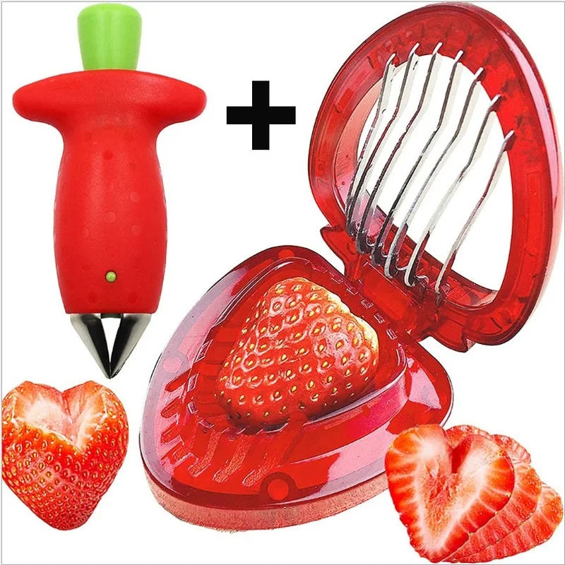 Strawberry Slicer Corer Strawberries Huller Leaf Stem Remover Fruits Cleaning and Cutter.