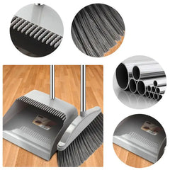 Broom And Dustpan Set For Home - Dust Pans With Long Handle | Outdoor Indoor For Home Kitchen Room.