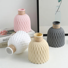 Modern Flower Vase Imitation Ceramic Flower Pot Decoration Home Plastic Vase Flower Arrangement Nordic Style Home Decoration