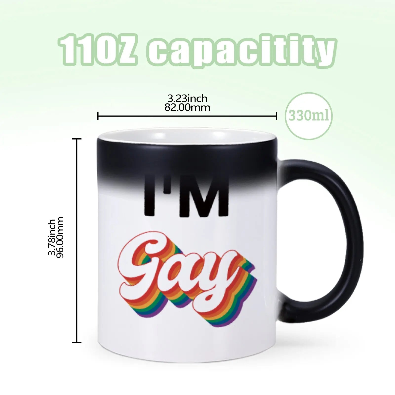 I'm Gay!! Heat Sensitive Color Changing, Ceramic Coffee Mug.