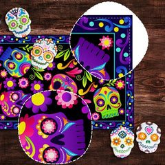 Mexican Day of The Dead Linen Table Runner Holiday Party Decor Sugar Skull Dia De Los Muertos Dining Table Runner Home Decor