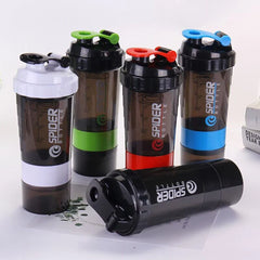 500ML Shaker Bottle Leak-proof Workout Shake Cup With Mixer Gym Sports Shaker Water Bottle With Pill Supplement Storage.