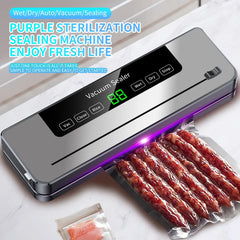 Electric Touch Key Vacuum With 10pc Bags Sealer Built-In Cutter For Dry / Wet Food Sealing And Packaging.