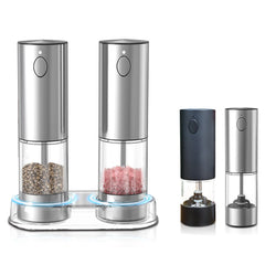 Electric Sea Salt and Pepper Grinder Set Or Single, USB Rechargeable Adjustable Thickness Automatic Spice Dispenser.