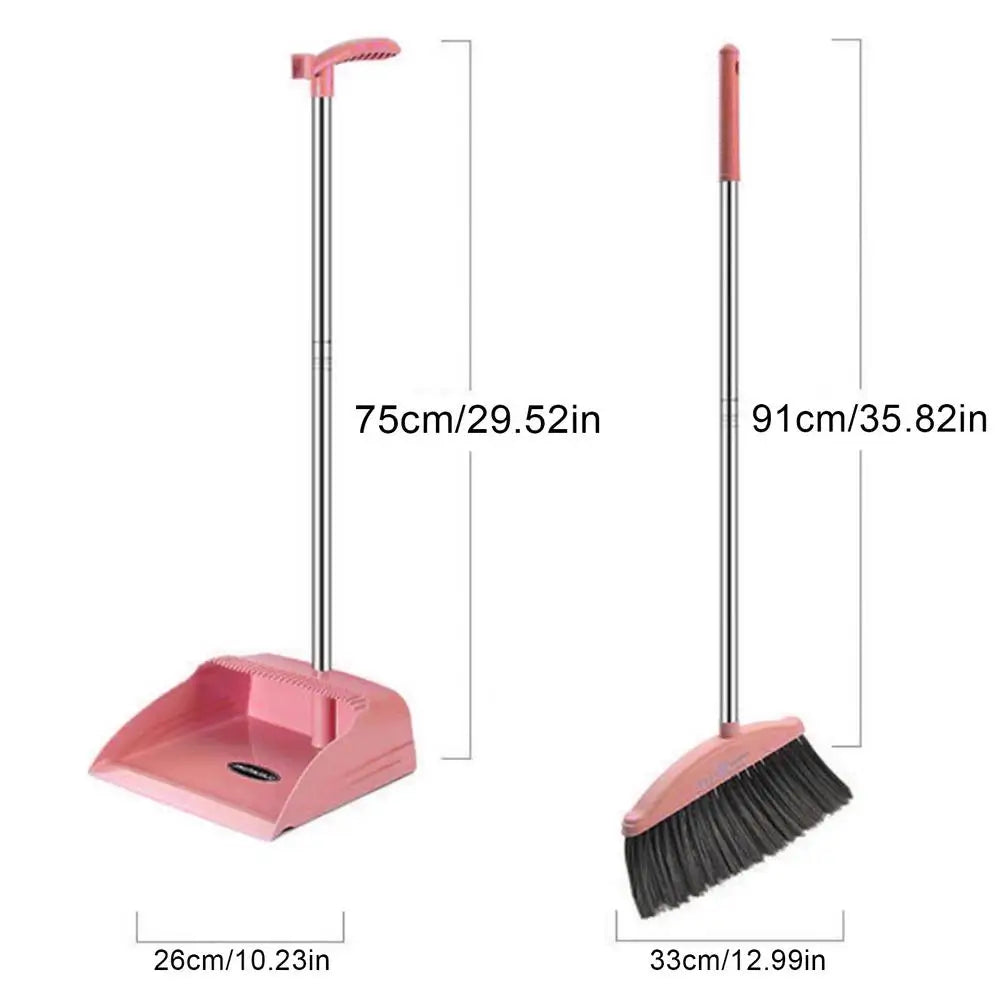 Broom And Dustpan Set For Home - Dust Pans With Long Handle | Outdoor Indoor For Home Kitchen Room.