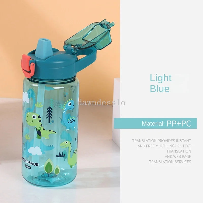 600Ml - 20.29Oz Kids Sippy Cup, Water Bottles, Creative Cartoon Drinking With Straws And Lids Spill Proof. Portable. Toddlers Beverage Cups