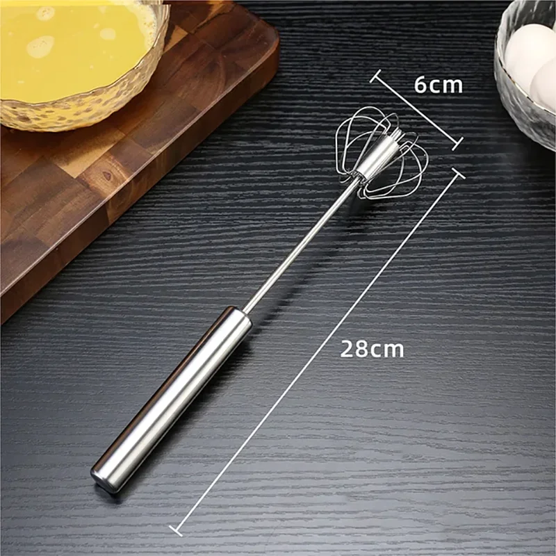 Kitchen Stainless Steel Whisk Hand Pressure Semi-automatic Egg Beater Self Turning Cream Mixer.