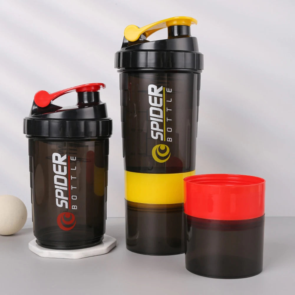 500ML Shaker Bottle Leak-proof Workout Shake Cup With Mixer Gym Sports Shaker Water Bottle With Pill Supplement Storage.