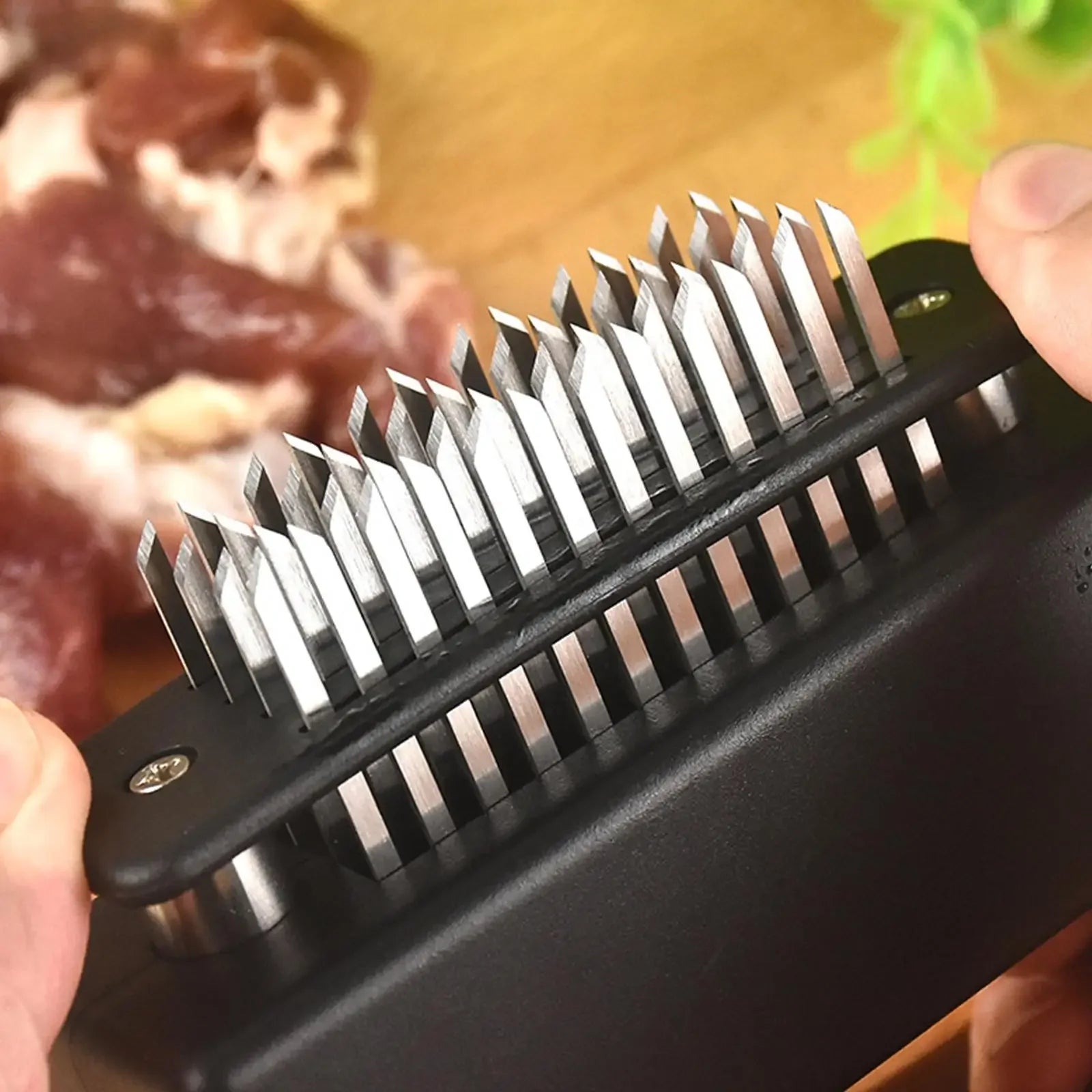 Meat Tenderizer With 48 Steel Needles For Steak, Poultry And Fish.