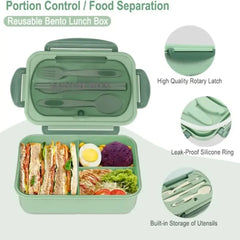 Lunch Box with Tableware for Office Workers Square Divided Microwave Oven Bento Box Leak proof Food Container for Picnic Camping.