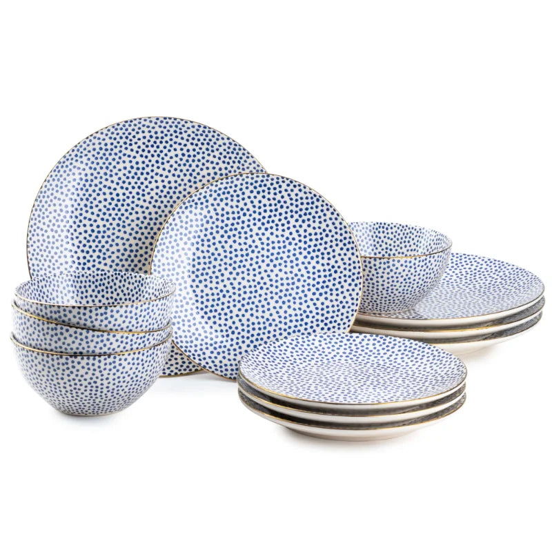 Thyme & Table Dot 12 Piece Dinnerware Set of 4.