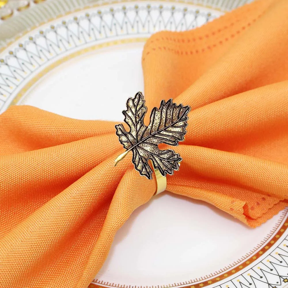 12Pcs Maple Leaf Pumpkin Napkin Rings Set Retro Fall Napkin Holders for Autumn Theme Thanksgiving.