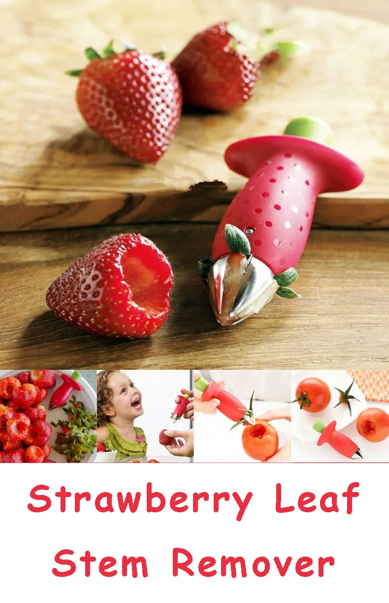 Strawberry Slicer Corer Strawberries Huller Leaf Stem Remover Fruits Cleaning and Cutter.