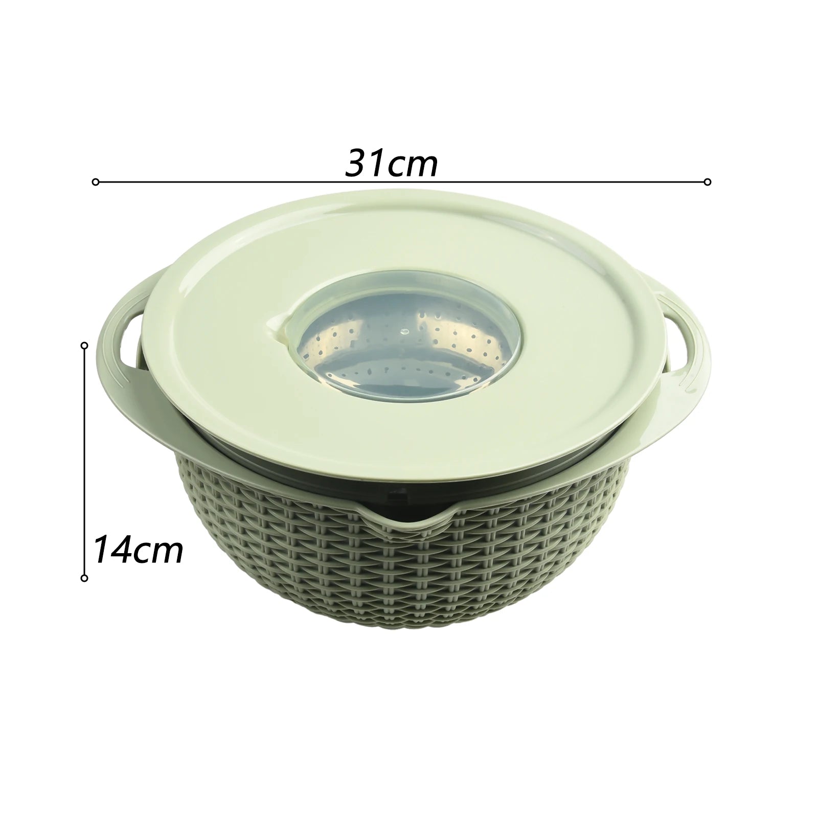 4 IN 1 Stainless Steel Colander With Mixing Bowl Set Multifunctional Double Layer Rotatable Salad Spinner.