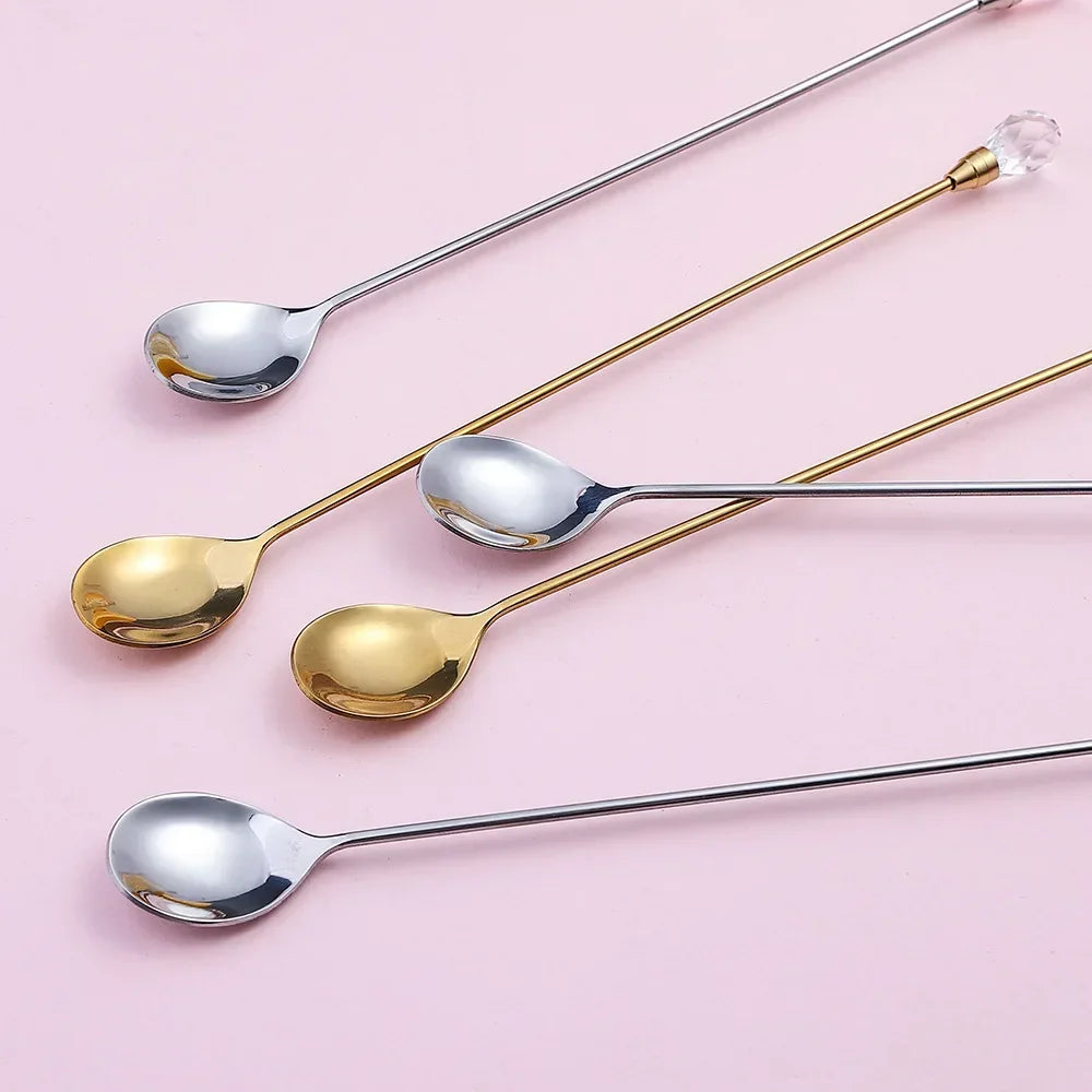 4pcs Exquisite Crystal Teaspoon for Ice Cream, Dessert, Coffee or Cocktail.